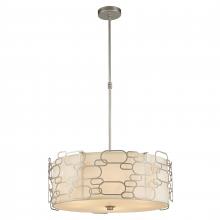  W83444MN24 - Montauk 9-Light Matte Nickel Finish Pendant Light with Ivory Linen drum Shade 24 in. Dia x 9 in. H L