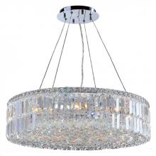  W83503C28 - Cascade 12-Light Chrome Finish and Clear Crystal Circle Chandelier 28 in. Dia x 7.5 in. H Large