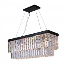  W83530BP42 - Kensington 7-Light Antique Bronze Finish Rectangular Crystal Chandelier 42 in. L x  12 in. W x 113 i