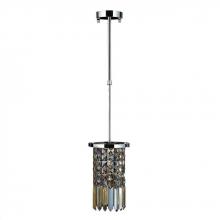  W83531C6-GT - Torrent Collection 1 Light Chrome Finish and Golden Teak Crystal Round Pendant 6" D x 10" H