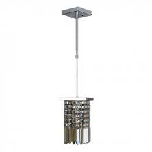  W83532C6-GT - Torrent Collection 1 Light Chrome Finish and Golden Teak Crystal Square Pendant 6" L x 6" W 