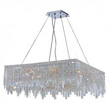  W83614C28 - Cascade 12-Light Chrome Finish and Clear Crystal Square Chandelier 28 in. L x 28 in. W x 10.5 in. H