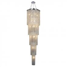  W83710C16-5T - Prism 19-Light Chrome Finish and Clear Crystal Cascading Round Chandelier 16 in. Dia x 66 in. Tall F