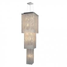  W83712C16-3T - Prism 20 Light Chrome Finish and Clear Crystal Cascading Square Chandelier 16 in. L x 16 in. W x 63 