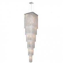  W83712C16-6T - Prism 21-Light Chrome Finish and Clear Crystal Cascading Square Chandelier 16 in. L x 16 in. W x 86 