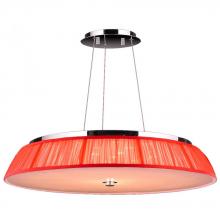  W83953C28-RD - Alice Collection 21 Light LED Chrome Finish with Red String Empire Shade Pendant 28" D x 4"