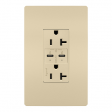 TR20USBPDI - radiant? 20A Tamper Resistant Ultra Fast PLUS Power Delivery USB Type C/C Outlet, Ivory