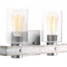  P300124-141 - Gulliver Collection Two-Light Galvanized Finish Clear Seeded Glass Coastal Bath Vanity Light
