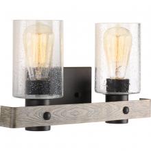  P300124-143 - Gulliver Collection Two-Light Graphite Clear Seeded Glass Coastal Bath Vanity Light
