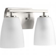  P300132-009 - Leap Collection Two-Light Brushed Nickel Etched Glass Modern Bath Vanity Light
