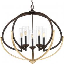  P400117-020 - Evoke Collection Five-Light Antique Bronze Clear Glass Luxe Chandelier Light