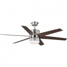  P250074-009-30 - Carrollwood Collection 56-Inch Six-Blade American Walnut/Silver DC Motor Contemporary Ceiling Fan