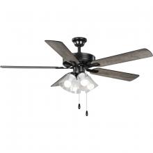  P250085-31M-WB - AirPro 52 in. Matte Black 5-Blade AC Motor Transitional Ceiling Fan with Light