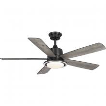  P250102-31M-CS - Tarsus Collection 52 in. Five Blade Matte Black Modern Ceiling Fan with Integrated CCT-LED Light