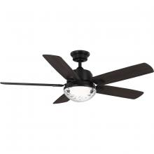  P250104-31M-CS - Tompkins Collection 52 in. Five Blade Matte Black Coastal Ceiling Fan with Integrated CCT-LED light