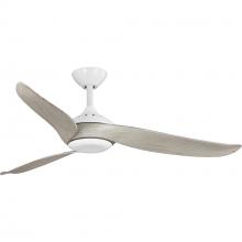  P250105-028-30 - Conte Collection 52-in Three-Blade Matte White Contemporary Ceiling Fan with Washed Oak Blades