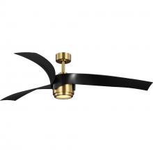  P250107-163-30 - Insigna Collection 60-in Three-Blade Vintage Brass Contemporary Ceiling Fan with Matte Black Blades