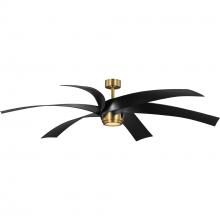  P250108-163-30 - Insigna Collection 72-in Six-Blade Vintage Brass Contemporary Ceiling Fan with Matte Black Blades