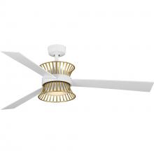 P250110-028-30 - Bisbee Collection 55-in Three-Blade Matte White Global Ceiling Fan with Brushed Gold Accent