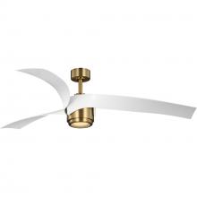  P250112-163-30 - Insigna Collection 60-in Three-Blade vintage brass Contemporary Ceiling Fan with Matte White Blades