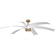  P250113-163-30 - Insigna Collection 72-in Six-Blade Vintage Brass Contemporary Ceiling Fan with Matte White Blades