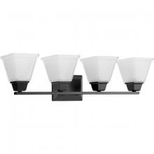 P300161-31M - Clifton Heights Collection Four-Light Modern Farmhouse Matte Black Etched Glass Bath Vanity Light