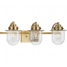  P300436-163 - Northlake Collection Three-Light Vintage Brass Clear Glass Transitional Bath Light