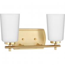  P300466-012 - Adley Collection Two-Light Satin Brass Etched Opal Glass New Traditional Bath Vanity Light