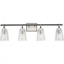  P300483-009 - Cassell Collection Four-Light Brushed Nickel Matte Black Luxe Industrial Bath & Vanity Light