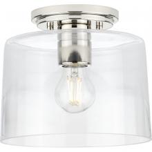  P350213-104 - Adley Collection  One-Light Polished Nickel Clear Glass New Traditional Flush Mount Light