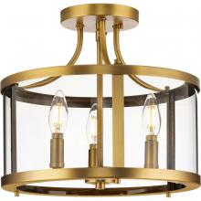  P350231-163 - Gilliam Collection 13 in. Three-Light Vintage Brass New Traditional Semi-Flush Mount
