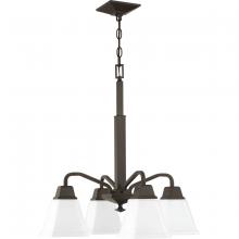  P400118-020 - Clifton Heights Collection Four-Light Antique Bronze Etched Glass Craftsman Chandelier Light