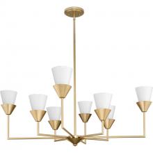  P400373-205 - Pinellas Collection 14.37 in. Eight-Light Soft Gold Contemporary Chandelier