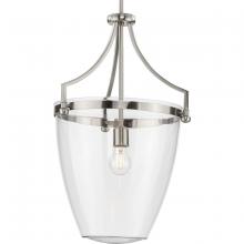  P500361-009 - Parkhurst Collection One-Light New Traditional Brushed Nickel Clear Glass Pendant Light