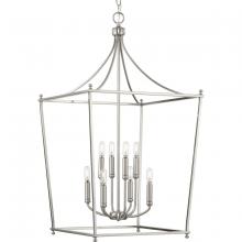  P500371-009 - Parkhurst Collection Eight-Light New Traditional Brushed Nickel Chandelier Foyer Light