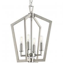  P500377-009 - Galloway Collection Four-Light 18" Brushed Nickel Modern Farmhouse Foyer Light with Grey Washed