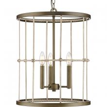  P500418-161 - Lattimore Collection Three-Light Aged Brass Hall & Foyer Light