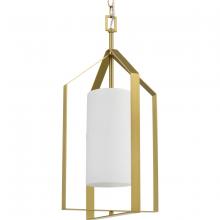  P500433-191 - Vertex Collection One-Light Brushed Gold Etched White Contemporary Foyer Light