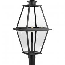  P540107-031 - Bradshaw Collection One-Light Textured Black Clear Glass Transitional Outdoor Post Lantern