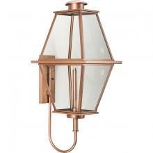  P560349-169 - Bradshaw Collection One-Light Antique Copper Clear Glass Transitional Large Outdoor Wall Lantern