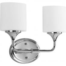  P2802-15 - Lynzie Collection Two-Light Polished Chrome Etched Opal Glass Modern Bath Vanity Light