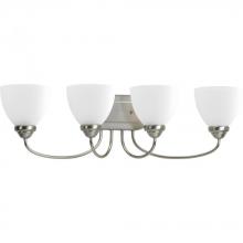  P2928-09 - Heart Collection Four-Light Brushed Nickel Etched Glass Farmhouse Bath Vanity Light