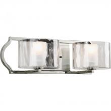  P3076-104WB - Caress Collection Two-Light Polished Nickel Clear Water Glass Luxe Bath Vanity Light