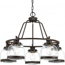  P400058-020 - Judson Collection Five-Light Antique Bronze Clear Glass Farmhouse Chandelier Light