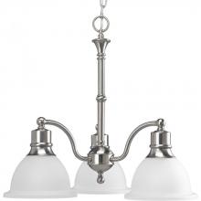 P4280-09 - Madison Collection Three-Light Brushed Nickel Etched Glass Traditional Chandelier Light