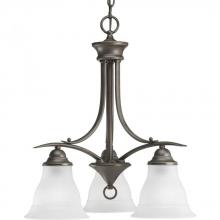  P4324-20 - Trinity Collection Three-Light Antique Bronze Etched Glass Traditional Chandelier Light