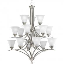  P4365-09 - Trinity Collection Fifteen-Light Brushed Nickel Etched Glass Traditional Chandelier Light