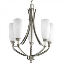  P4436-09 - Wisten Collection Five-Light Brushed Nickel Etched Glass Modern Chandelier Light