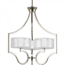  P4644-104WB - Caress Collection Three-Light Polished Nickel Clear Water Glass Luxe Chandelier Light