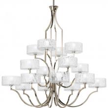  P4685-104WB - Caress Collection Sixteen-Light Polished Nickel Clear Water Glass Luxe Chandelier Light